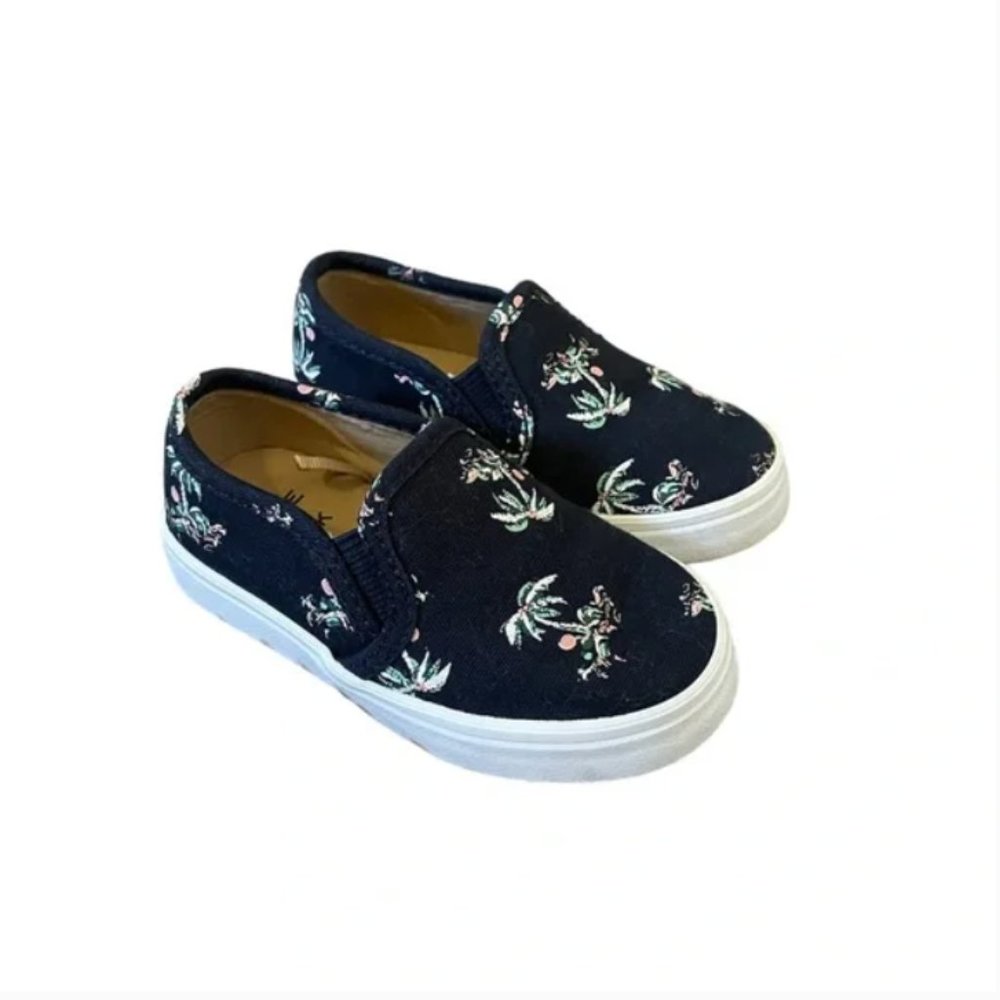Janie & Jack Palm Tree Tropical Slip On Toddler Shoes Size 4